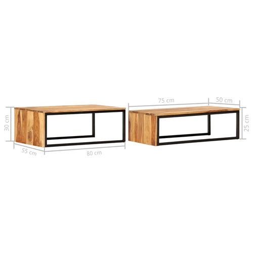 2 pcs Square Wood Nesting Tables E7259
