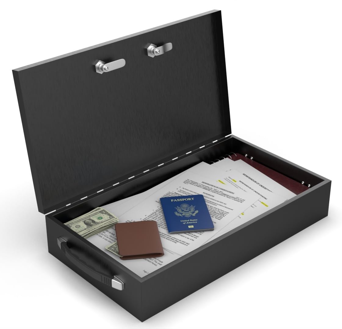 Fire Retardant Steel Security Chest with Dual Combination and Key Lock, 0.43 Cubic Ft R2073
