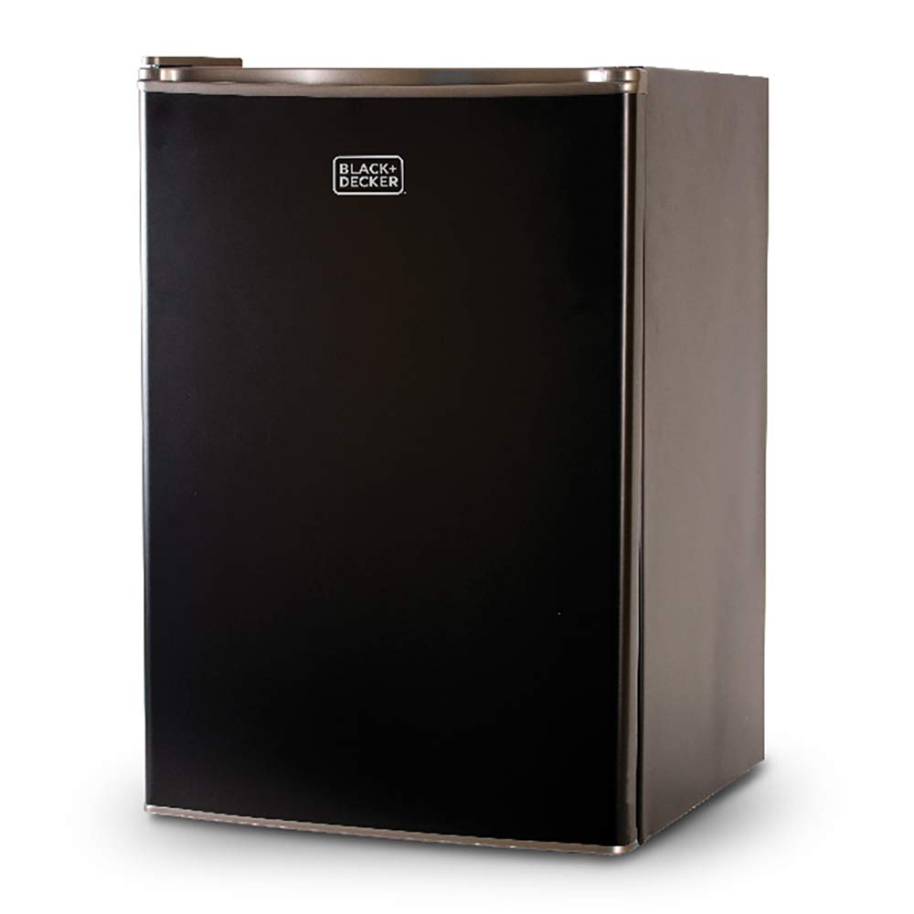 Compact Single Door Mini Fridge with Freezer, 2.5 Cubic Feet, Black & Single Serve K-Cup Pod Coffee Maker, Black P15683