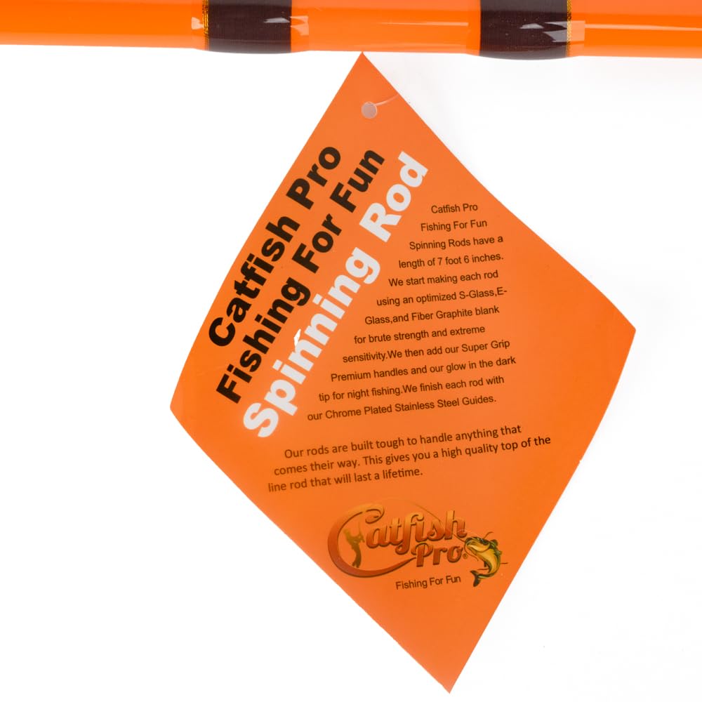7'6" One-Piece Orange Medium Heavy Action Spinning Fishing Rod Y68948