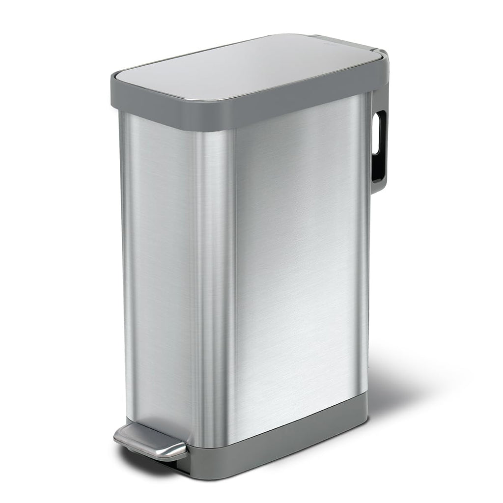Narrow 12 Gallon Stainless Steel Step Trash Can with Soft Close Lid T442761