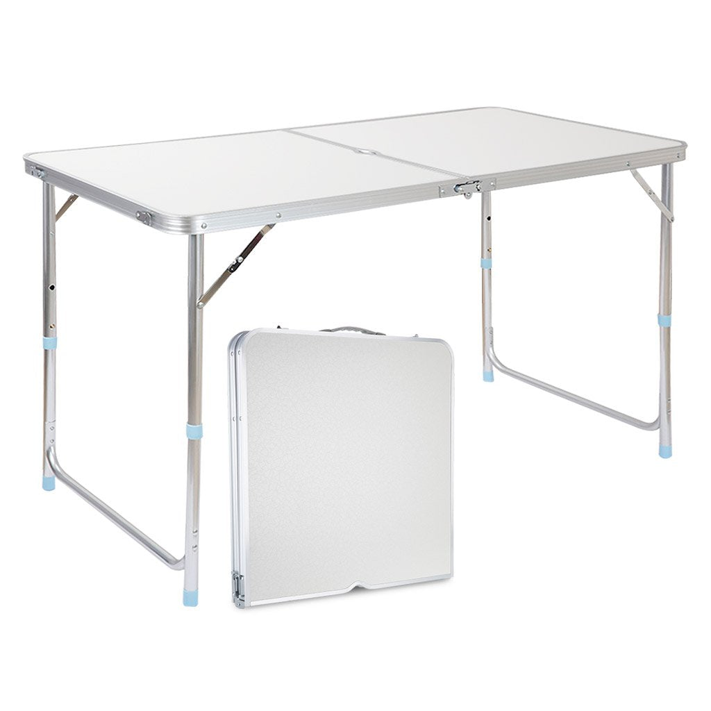 Portable Folding Table White 4 Adjustable Heights K39930