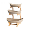 3-Tier Ceramic Fruit Basket with Bamboo Tray V8791