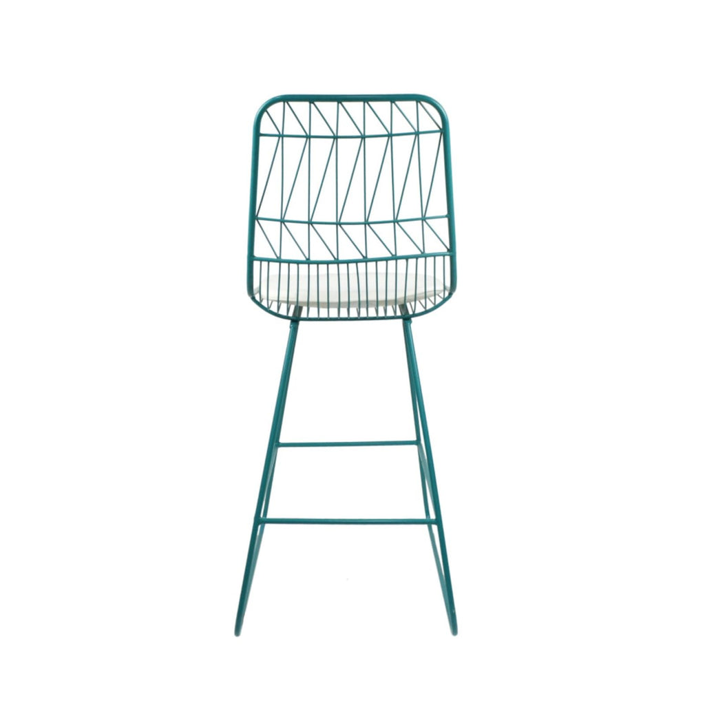 Teal Iron Patio Bar Stools with Cushion, Set of 2 X5739