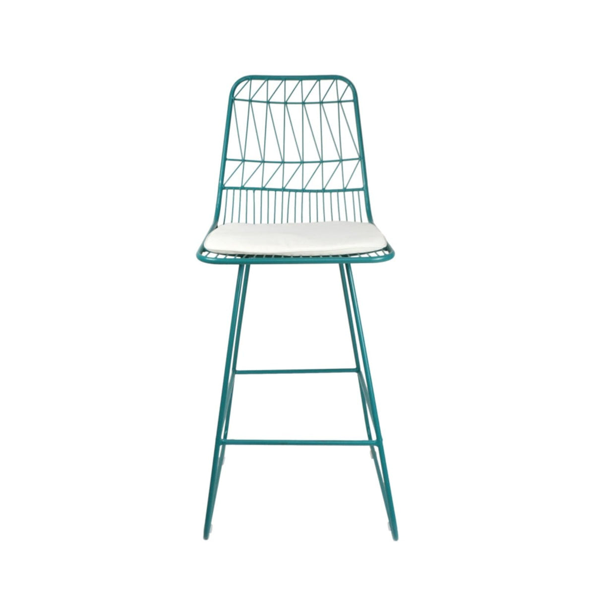 Teal Iron Patio Bar Stools with Cushion, Set of 2 X5739