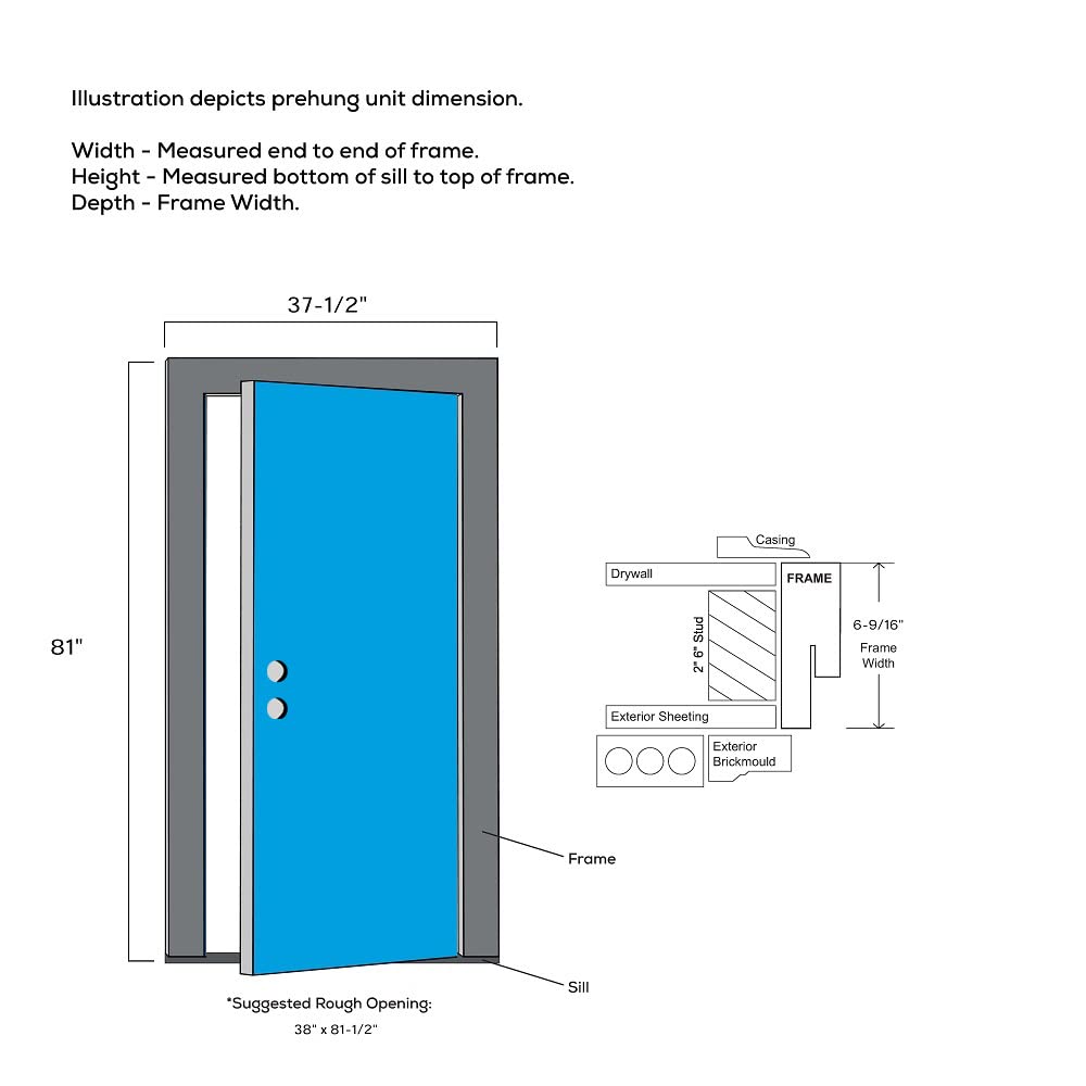 Primed Left Hand Outswing 1/2 Lite 2-Panel Clear Glass Steel Prehung Front Door 36" x 80" K9129