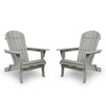 Folding Adirondack Chair Set of 2 HDPE All-Weather Outdoor Chair with Cup Holder W13635