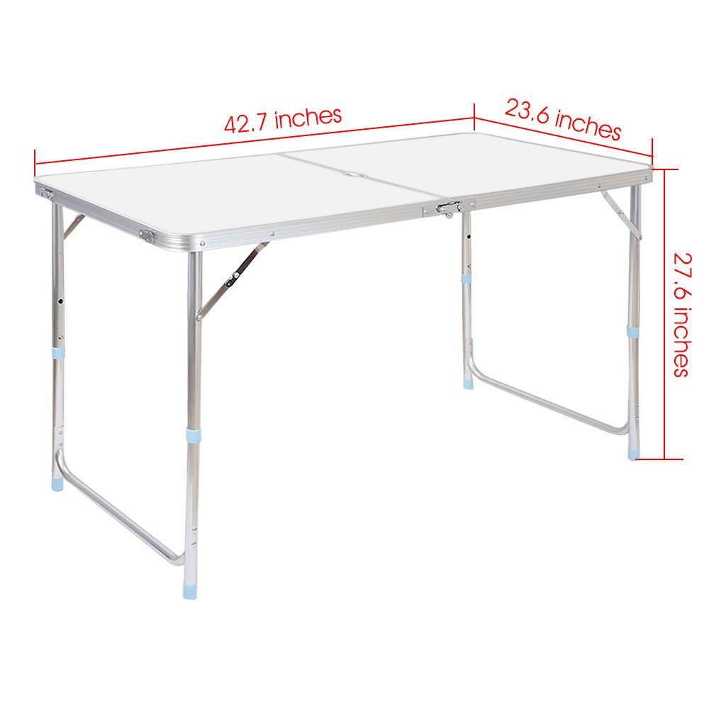 Portable Folding Table White 4 Adjustable Heights K39930