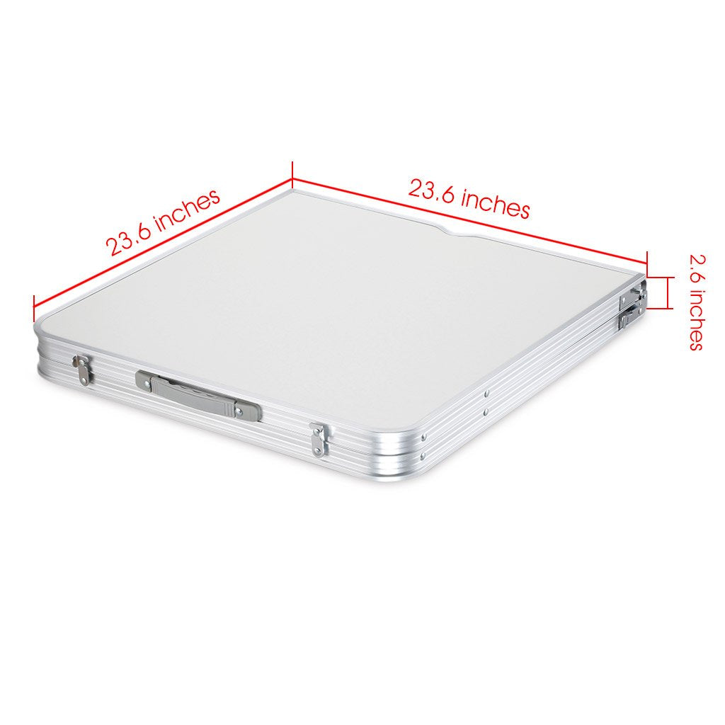 Portable Folding Table White 4 Adjustable Heights K39930