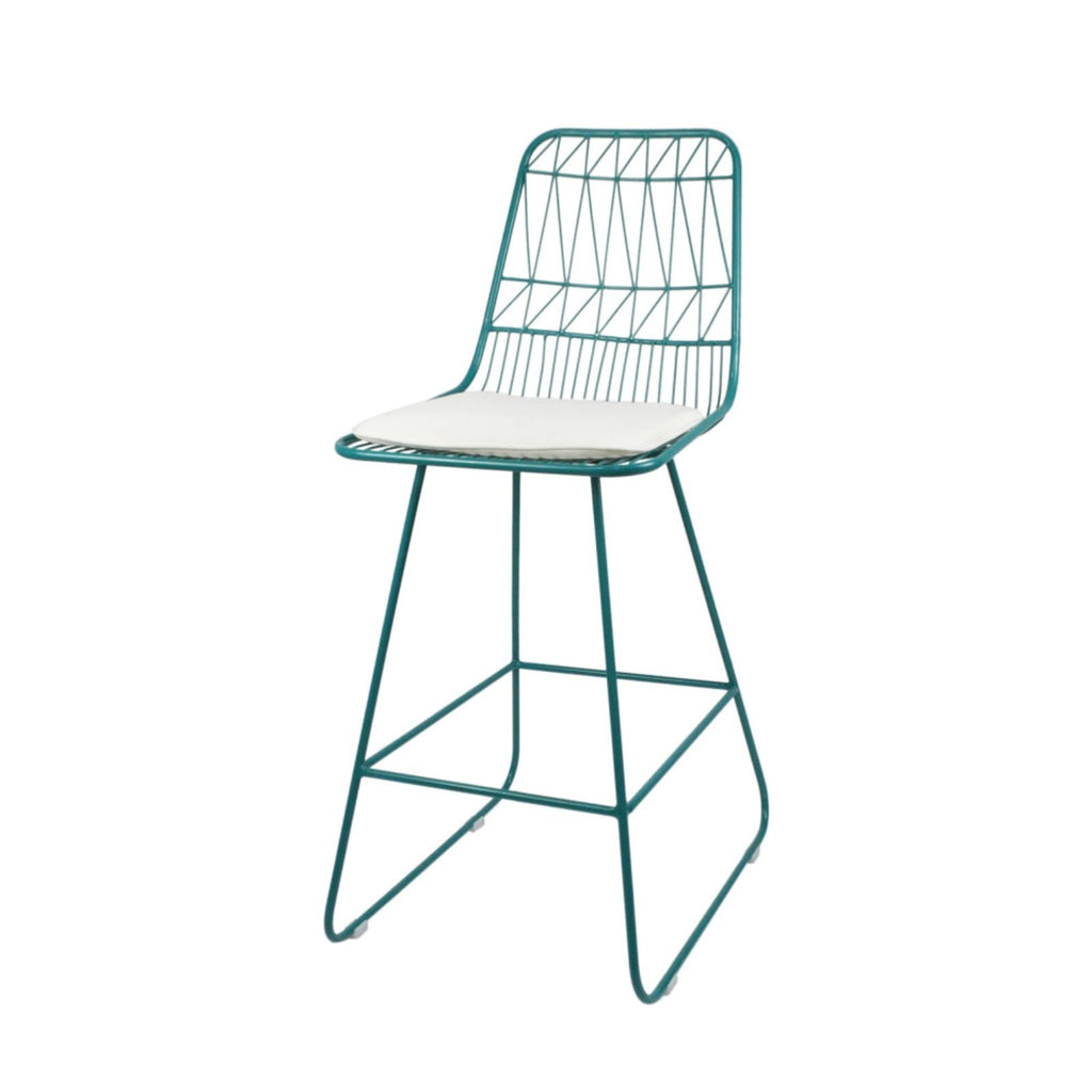 Teal Iron Patio Bar Stools with Cushion, Set of 2 X5739