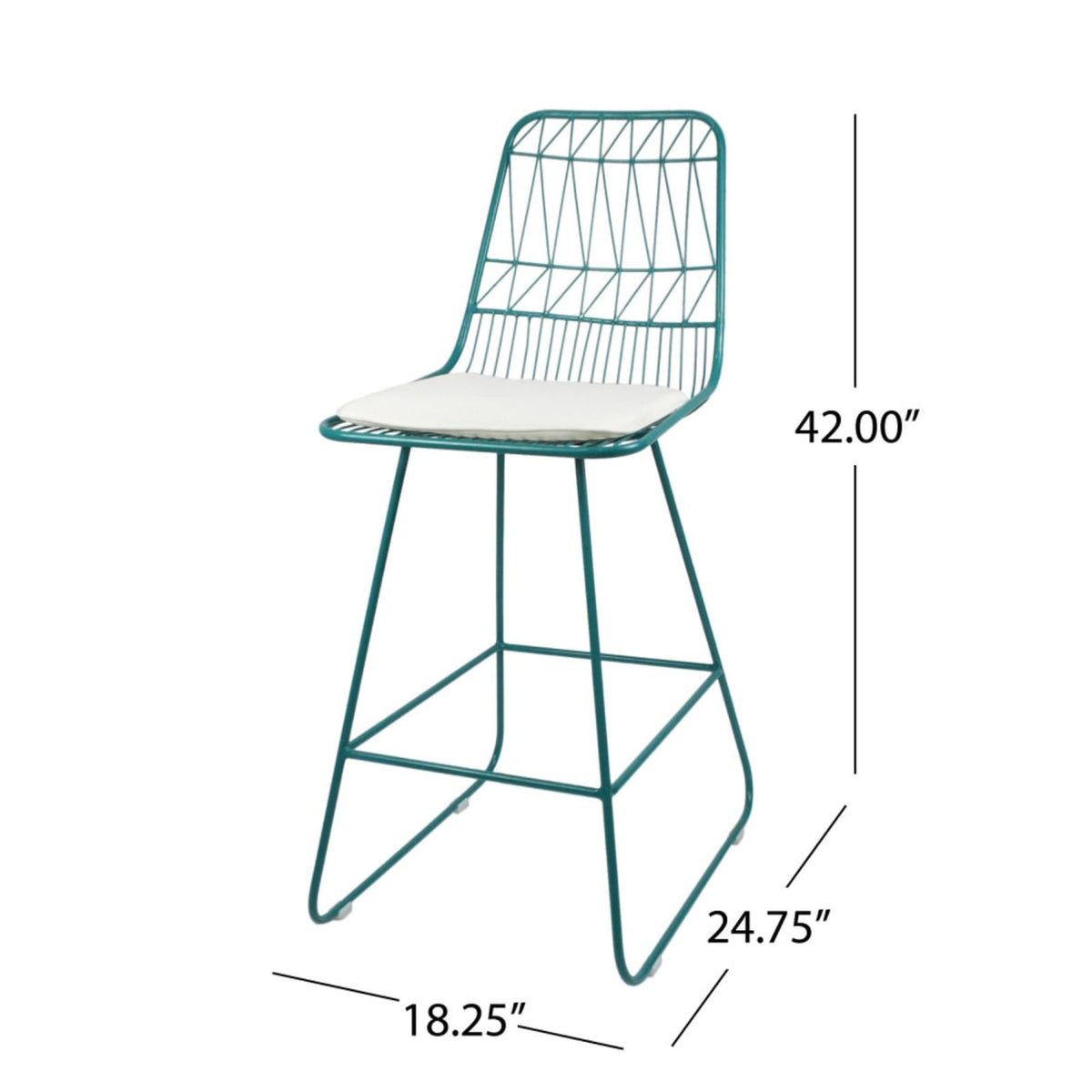 Teal Iron Patio Bar Stools with Cushion, Set of 2 X5739