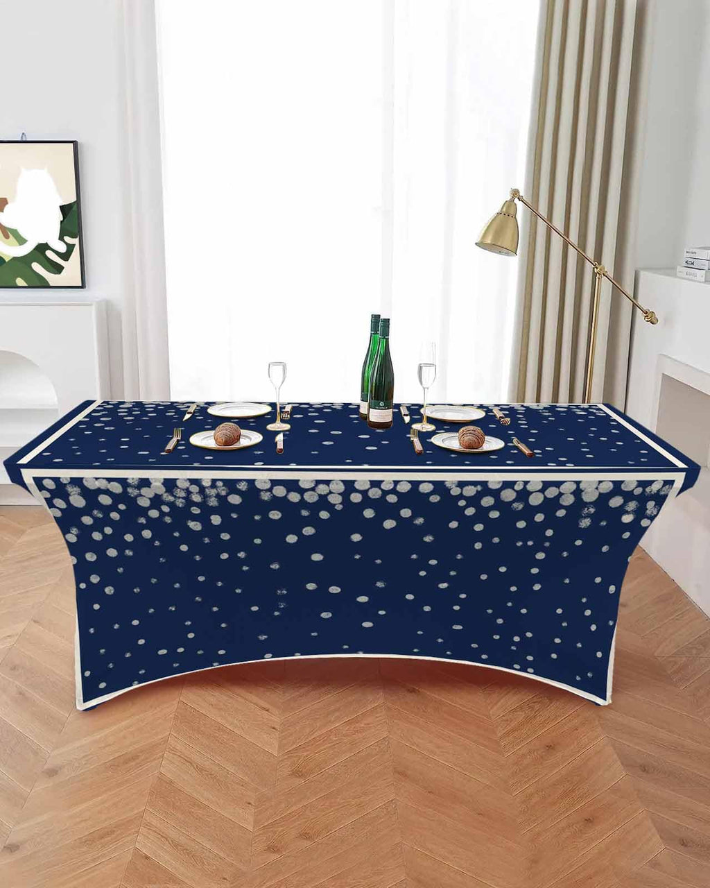 Silver Speckle Spandex Table Cloth for 6FT F31081
