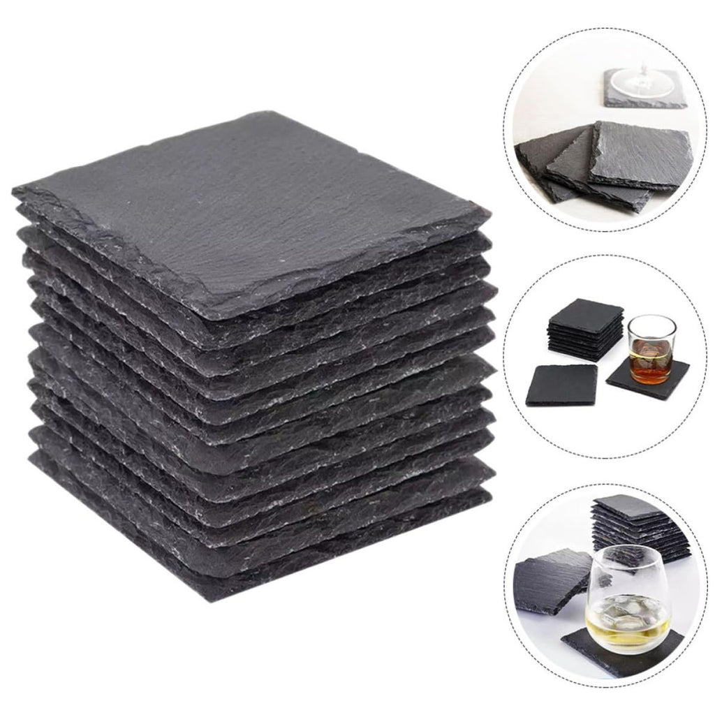 12 Pc Natural Stone Coasters with Non Slip Bottom V5121