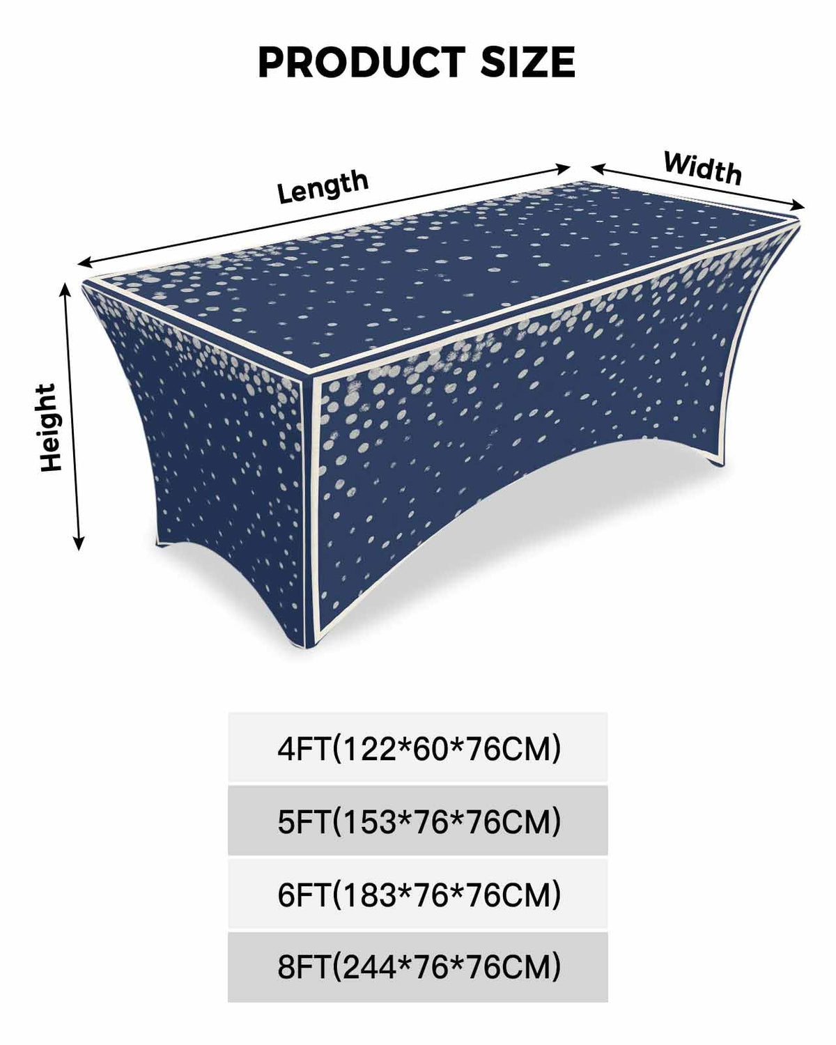 Silver Speckle Spandex Table Cloth for 6FT F31081