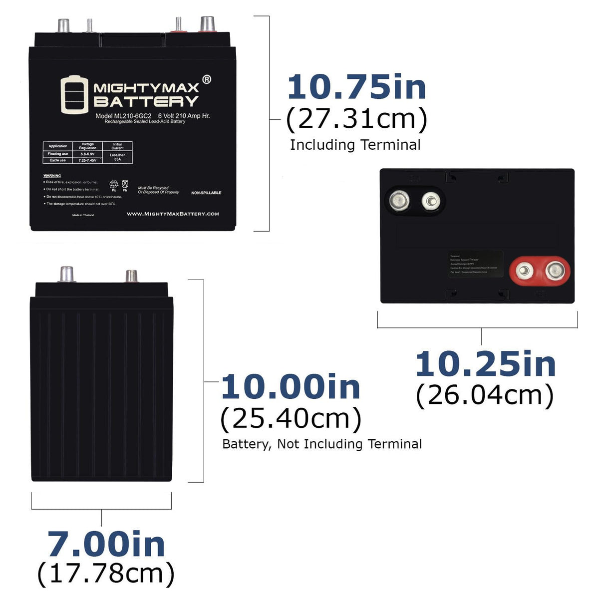 6V 210AH Dual Terminal SLA Replacement Battery 4 Pack T136
