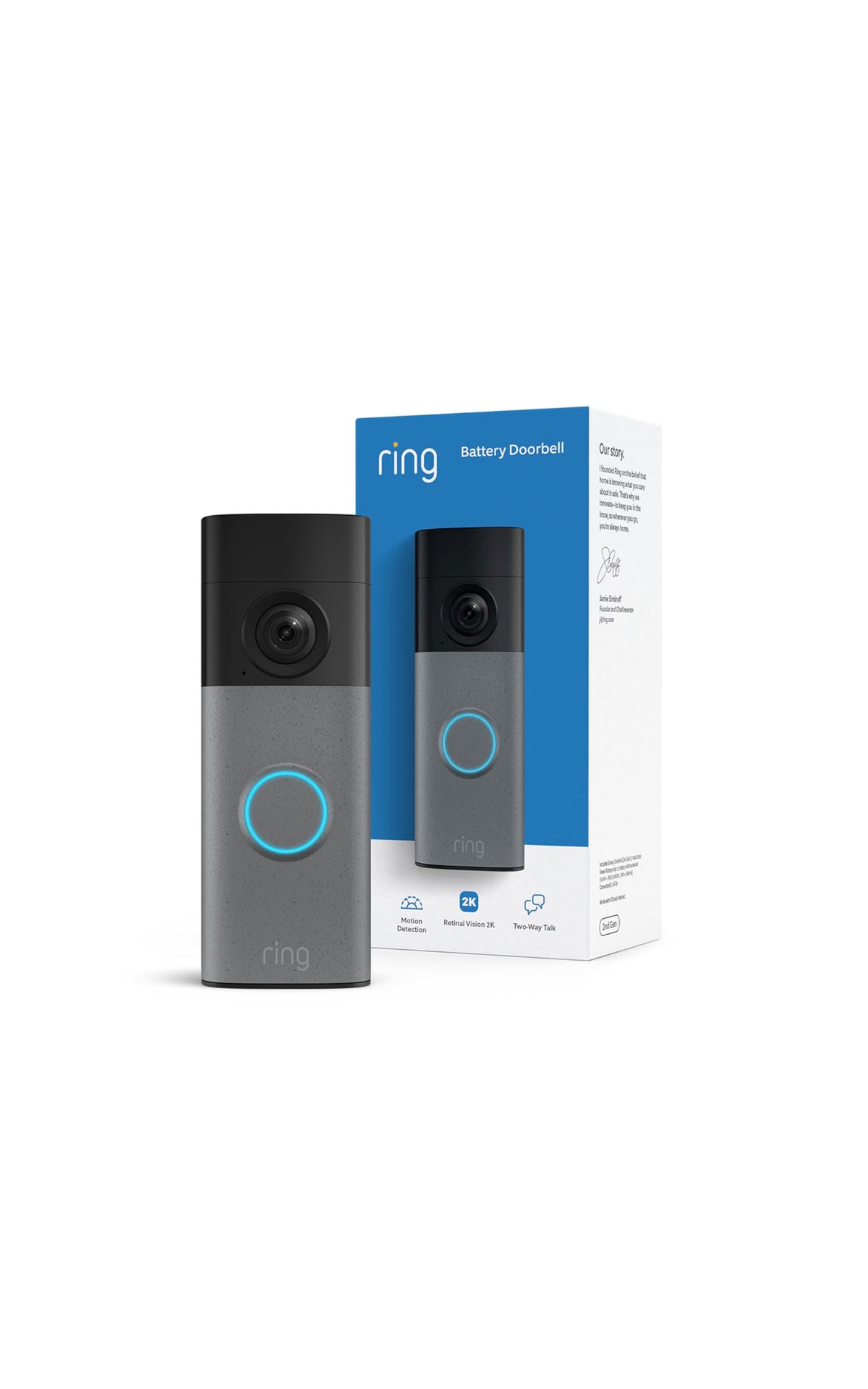 Battery Doorbell 2K Wide-Angle Speckled Gray Q470052