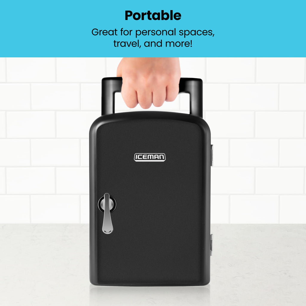 Portable 4 Liter Mini Fridge, Cools & Heats, Black B582399