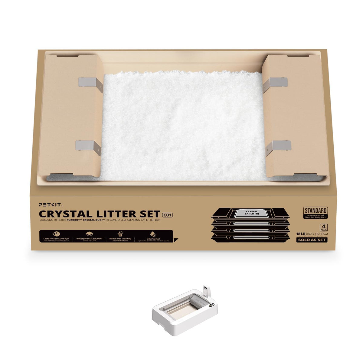 Crystal Cat Litter with Tray 4.5 lb×4 Packs O1258