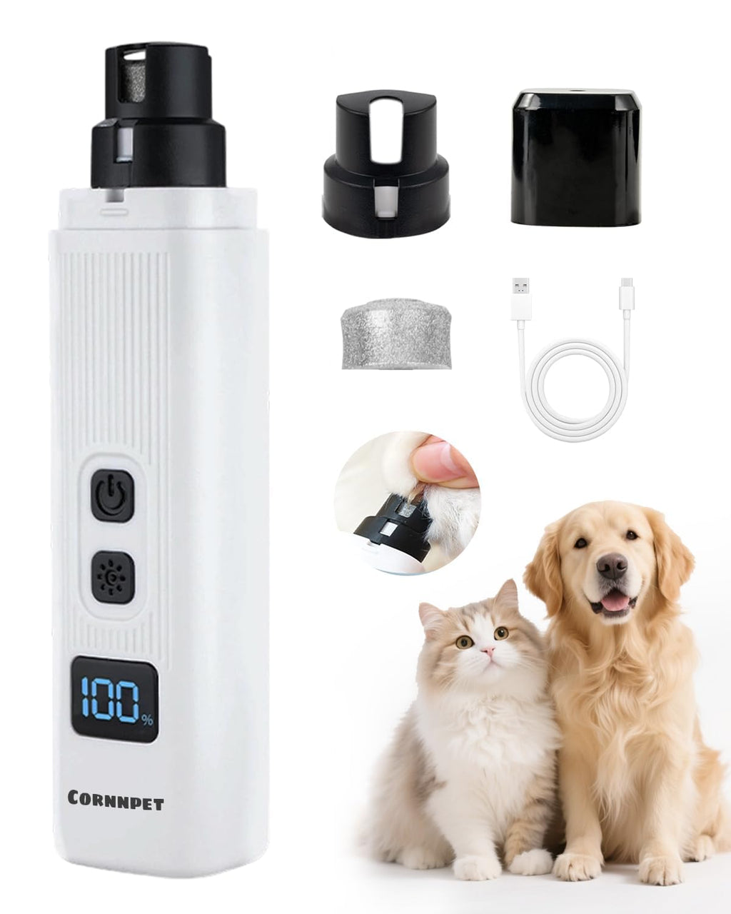 Electric Dog Nail Grinder 2 Speed 30dB Super Quiet White H81720