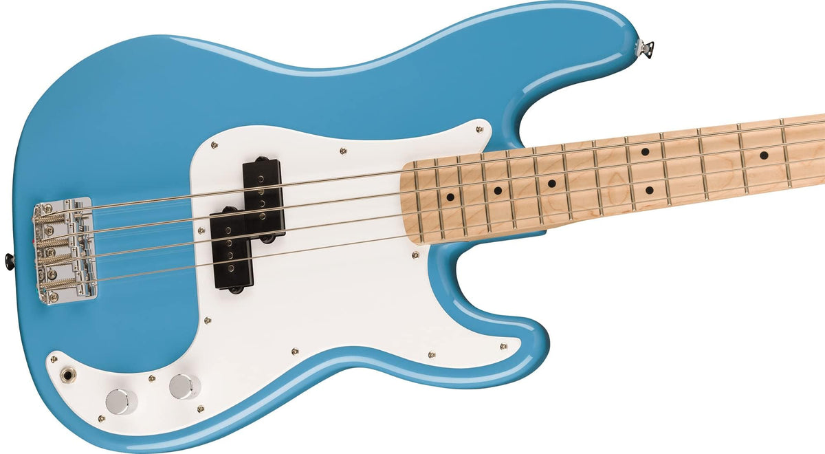 California Blue Precision Bass Guitar Bundle with Headphone Amp, Cable, Tuner, Strap I715927