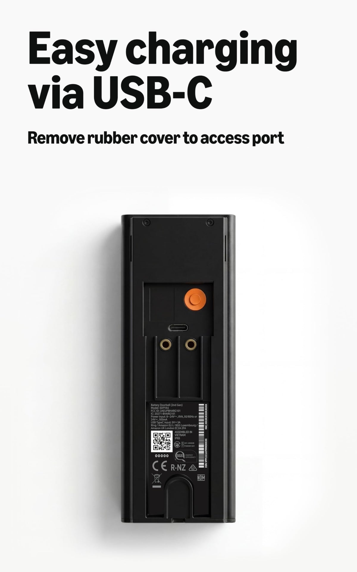 Battery Doorbell 2K Wide-Angle Speckled Gray Q470052