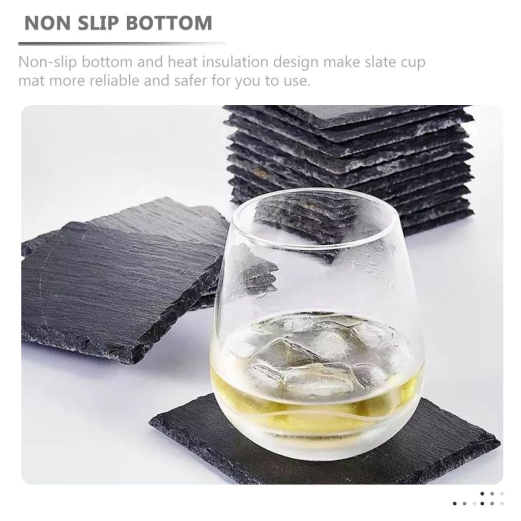 12 Pc Natural Stone Coasters with Non Slip Bottom V5121