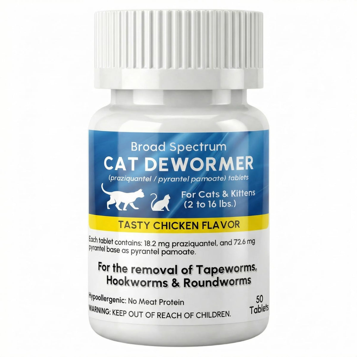 Praziquantel and Pyrantel Pamoate Dewormer Tablets 50 Tablets Q121