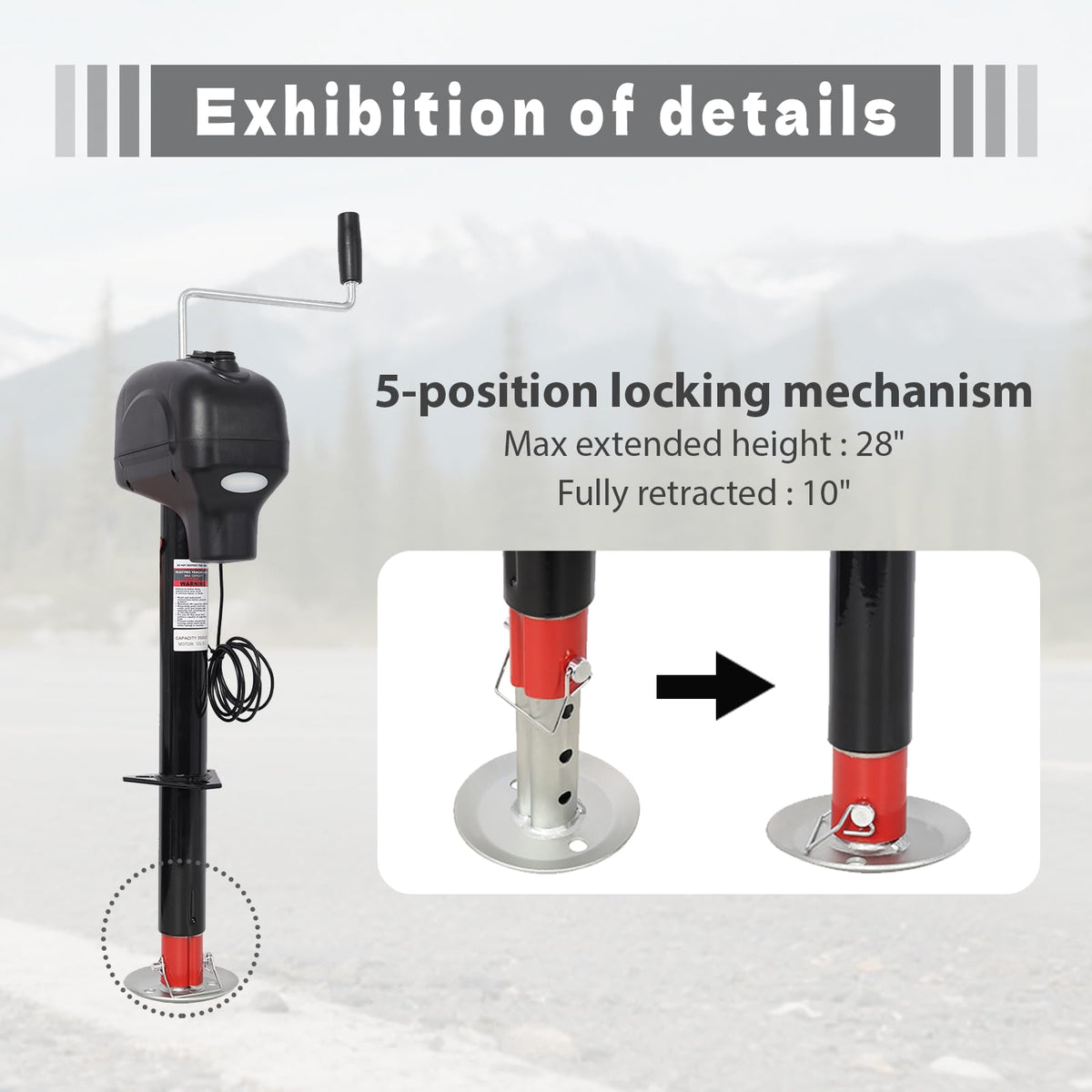 Electric Power Tongue Jack 3500lbs 12V DC P639
