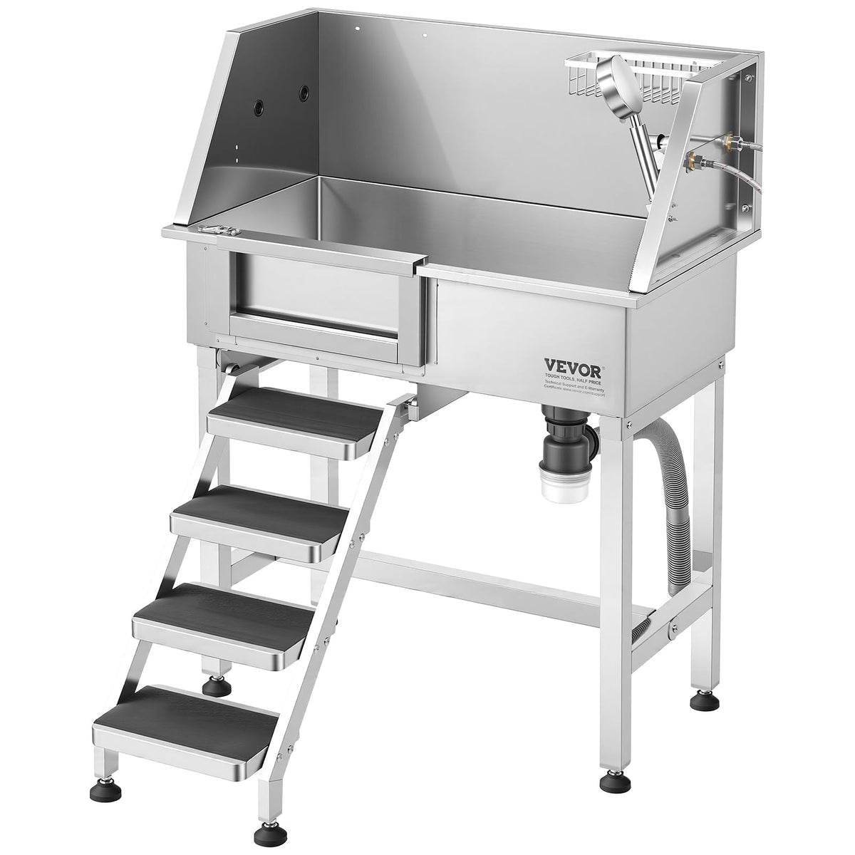 34" Stainless Steel Dog Washing Station with Shower Faucet X537431