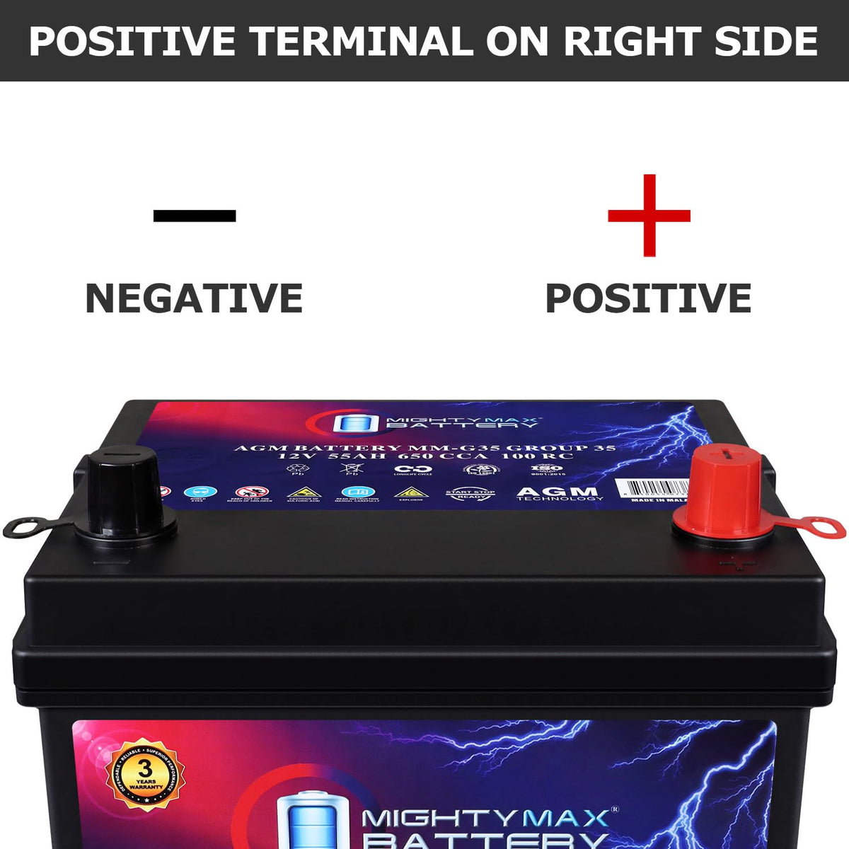 12V 55Ah AGM Replacement Battery V622