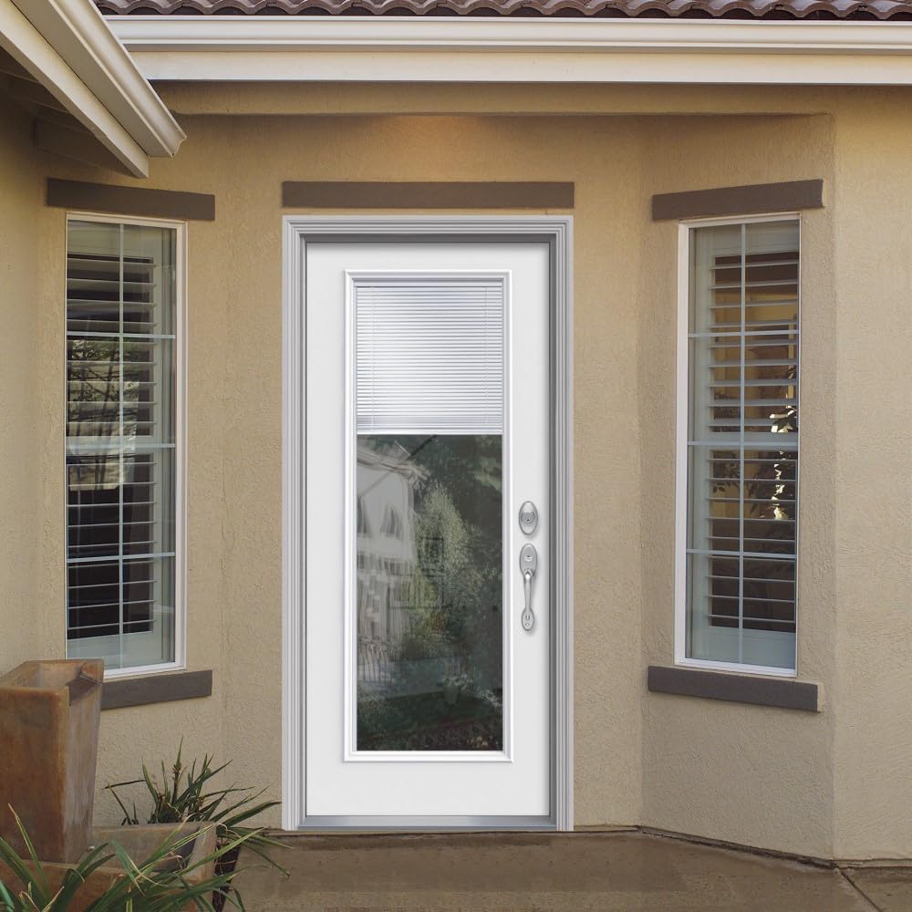 Fiberglass Smooth Primed Left Hand In-Swing Prehung Front Door Full Lite Clear Glass 36" x 80" Q40550