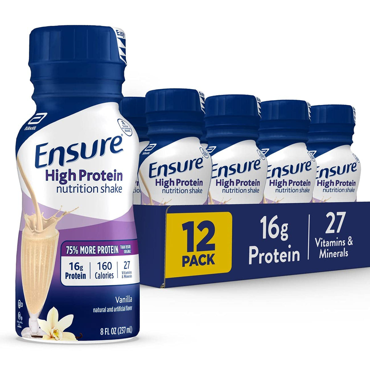 High Protein Vanilla Nutrition Shake 16g Protein 8 fl oz 12 Pack R7532
