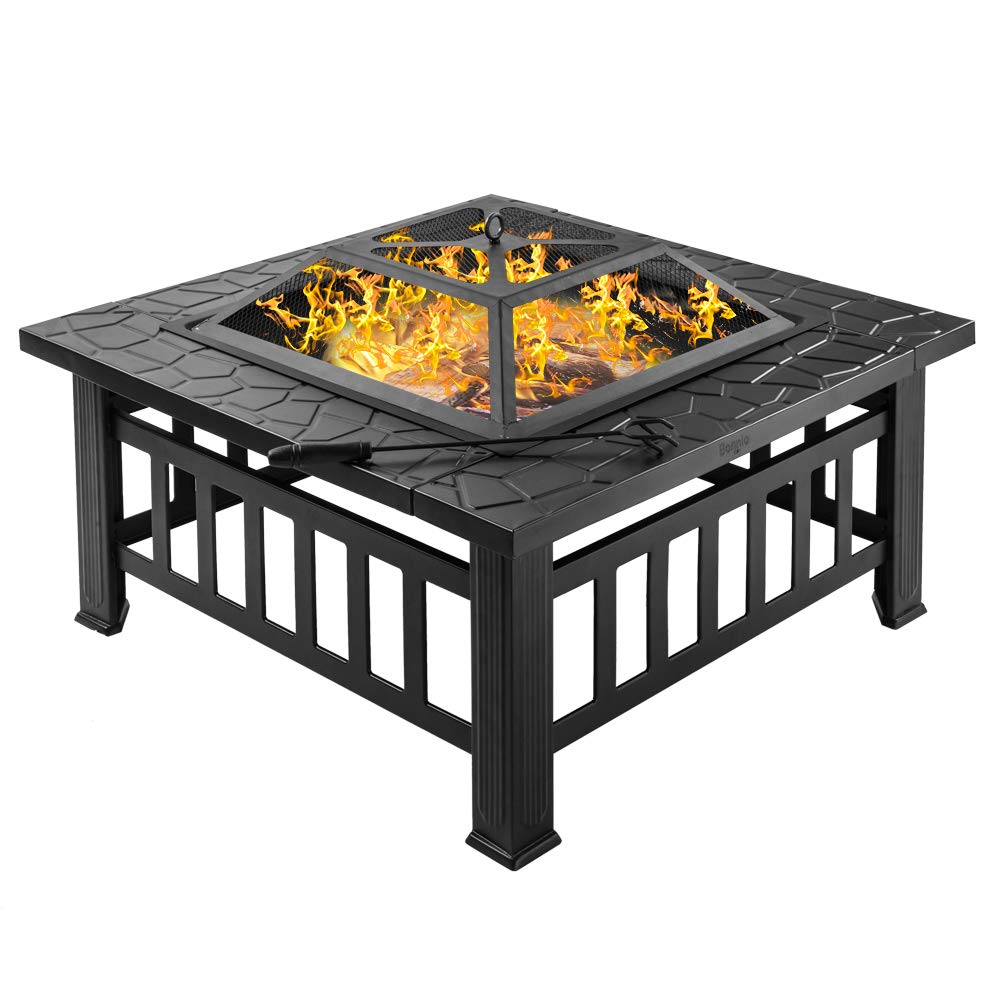 32” Metal Square Wood Burning Fire Pit M334616