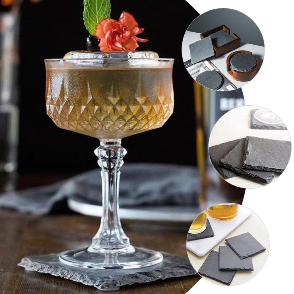 12 Pc Natural Stone Coasters with Non Slip Bottom V5121