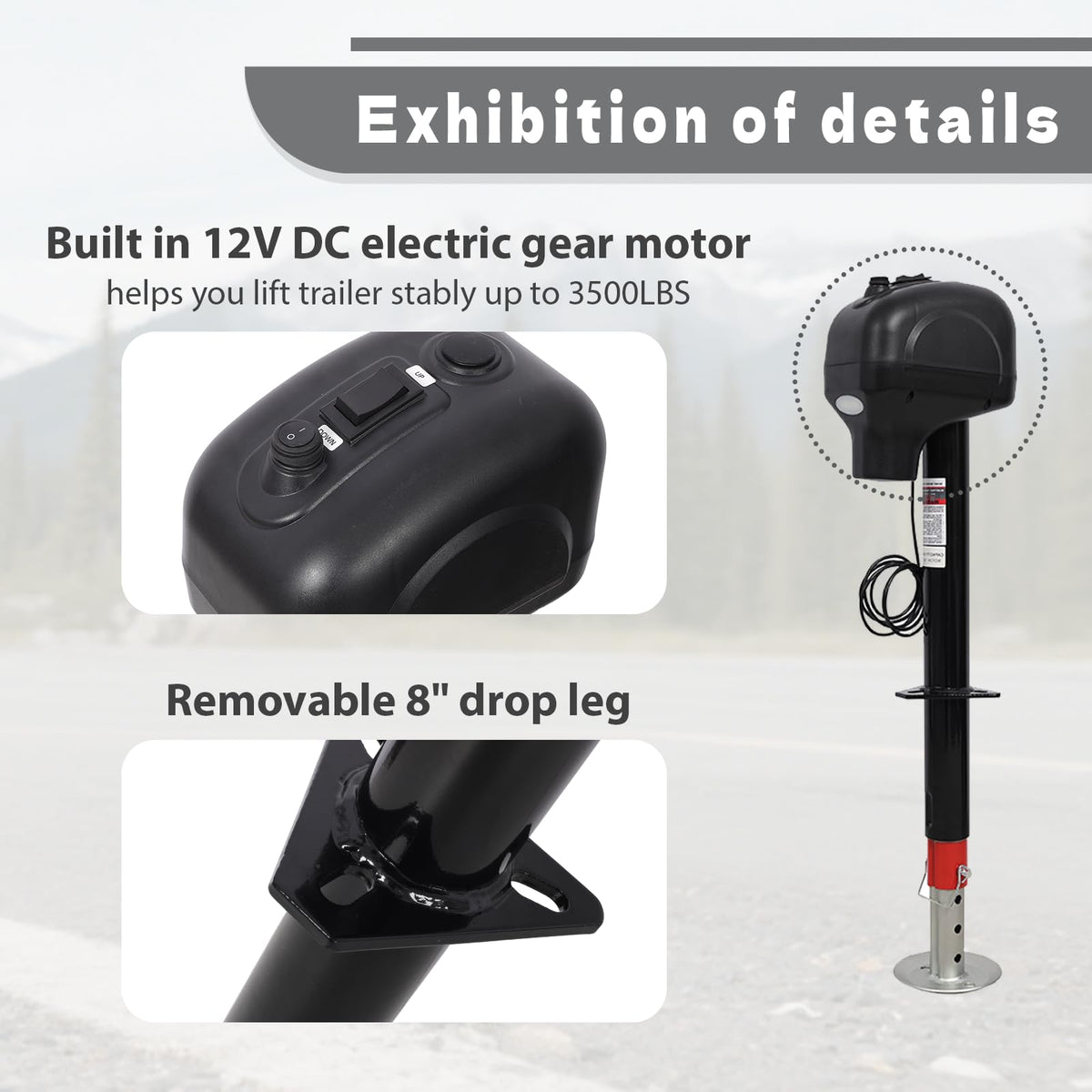 Electric Power Tongue Jack 3500lbs 12V DC P639
