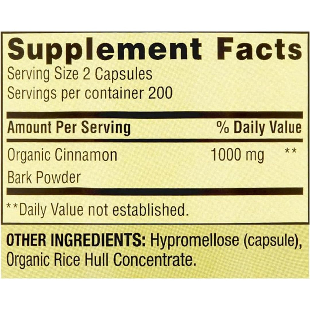 Cinnamon 1000 mg 400 Vegetarian Capsules Dietary Supplement P5205