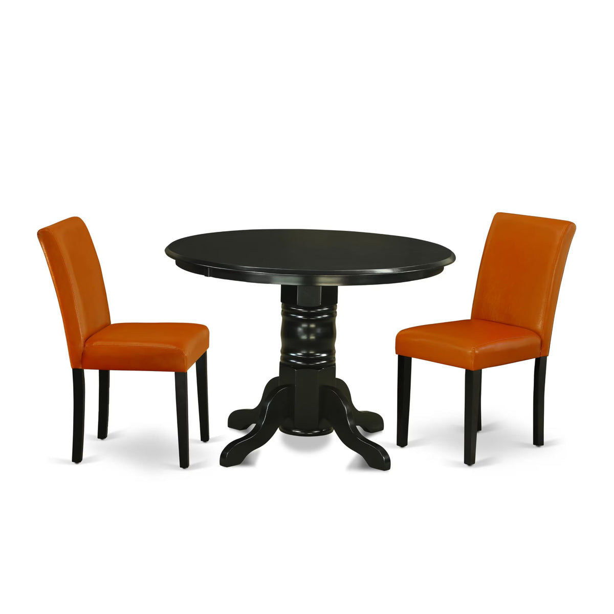3 Piece Round Dining Table Set with 2 Faux Leather Chairs T961543