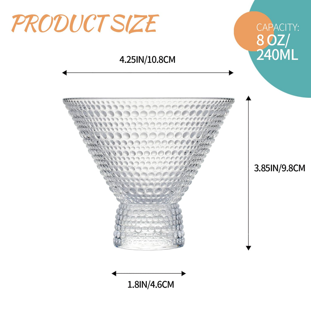 6Pcs 8.5oz Stemless Martini Glasses S38672