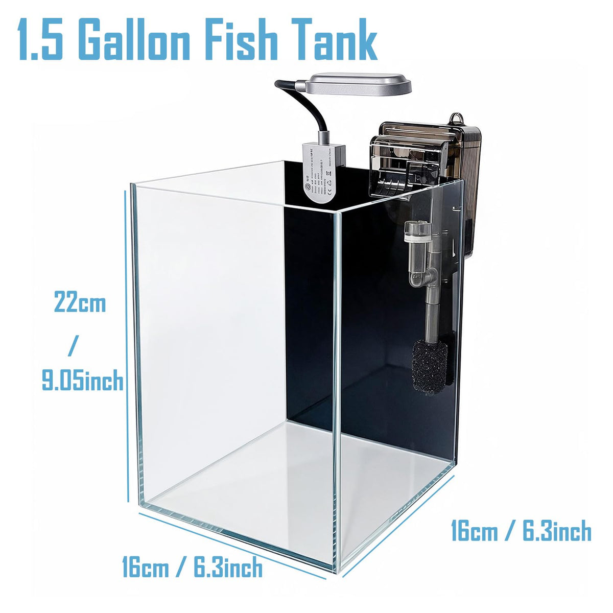 1.5 Gallon Glass Aquarium Starter Kit with Filter and LED Light O175595