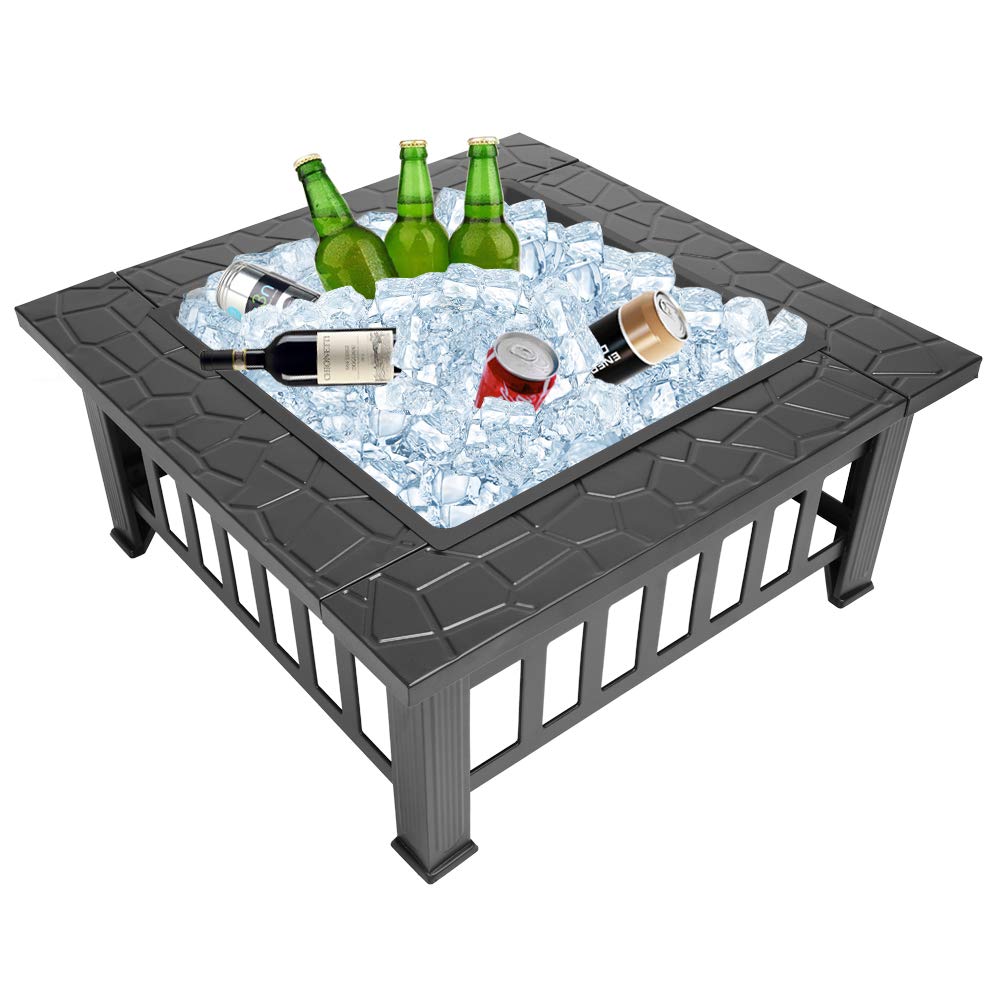 32” Metal Square Wood Burning Fire Pit M334616