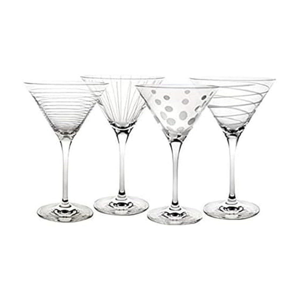 10-Ounce Etched Clear Glass Martini Glasses Set of 4 X3908