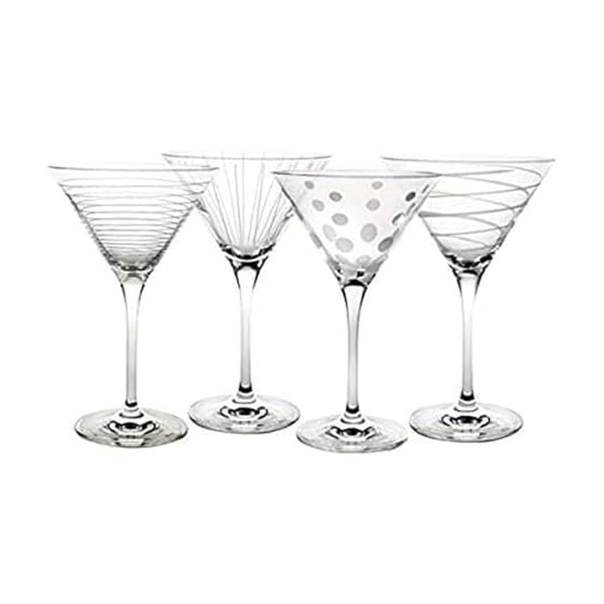 10-Ounce Etched Clear Glass Martini Glasses Set of 4 X3908