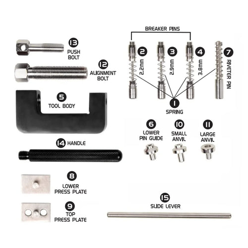 12 Pc Universal Motorcycle Chain Riveting Tool Set with Storage Box Q8981