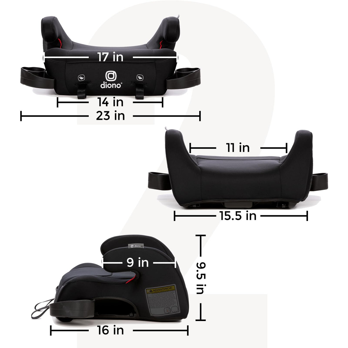 Black Backless Belt-Positioning Booster Car Seat O6203