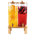 2 Gallon 2 Pack Glass Drink Dispenser with Wood Stand H438341