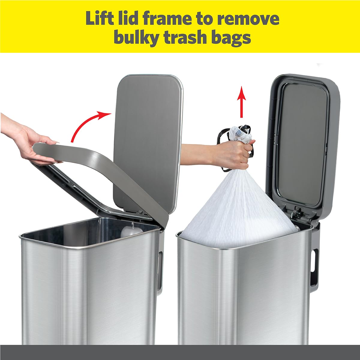 Narrow 12 Gallon Stainless Steel Step Trash Can with Soft Close Lid T442761
