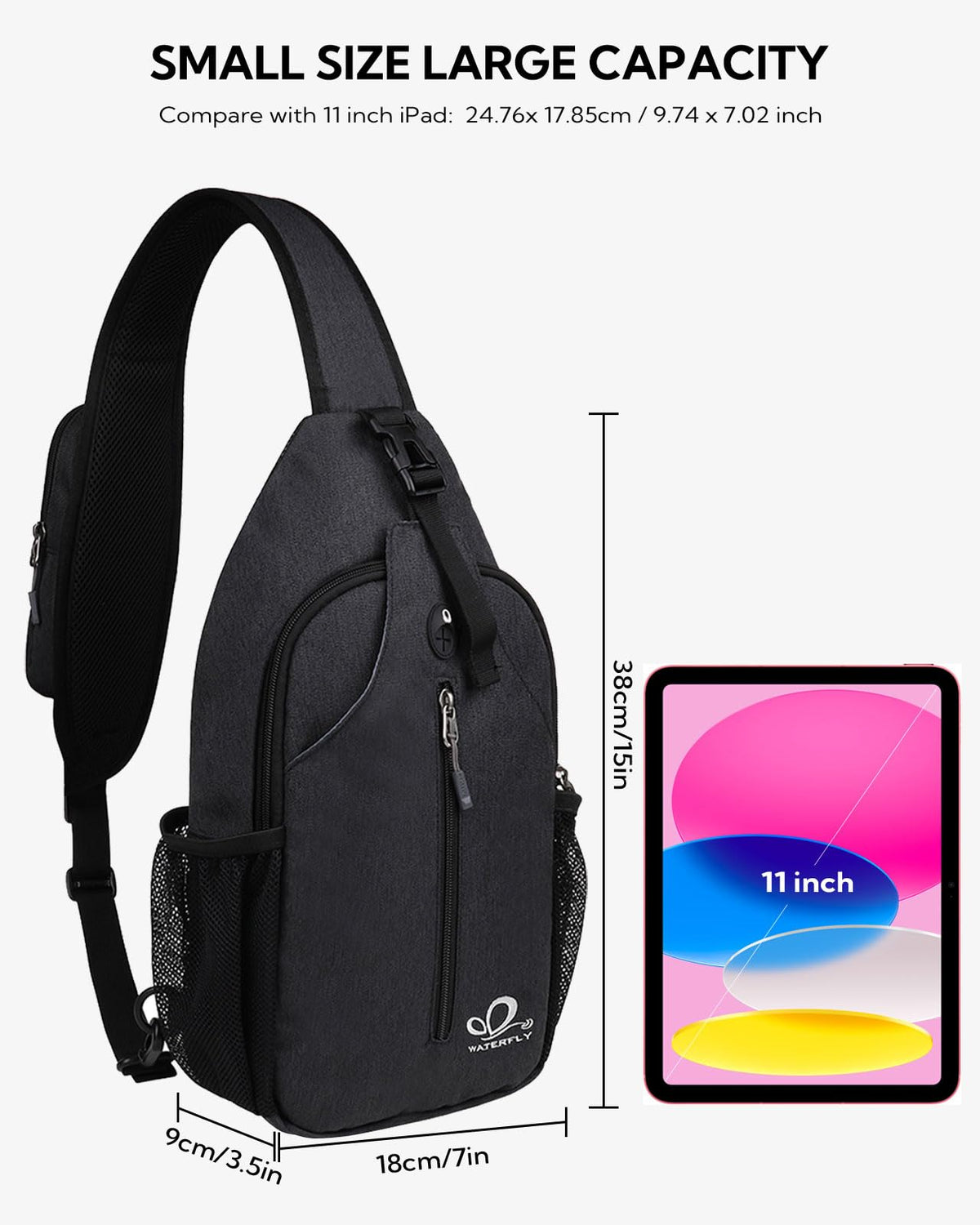 Black Crossbody Sling Bag U5411