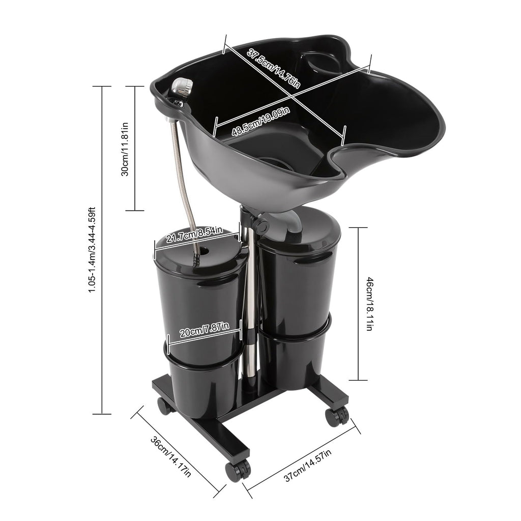 Portable Shampoo Sink with Electric Pump and Adjustable Height S453