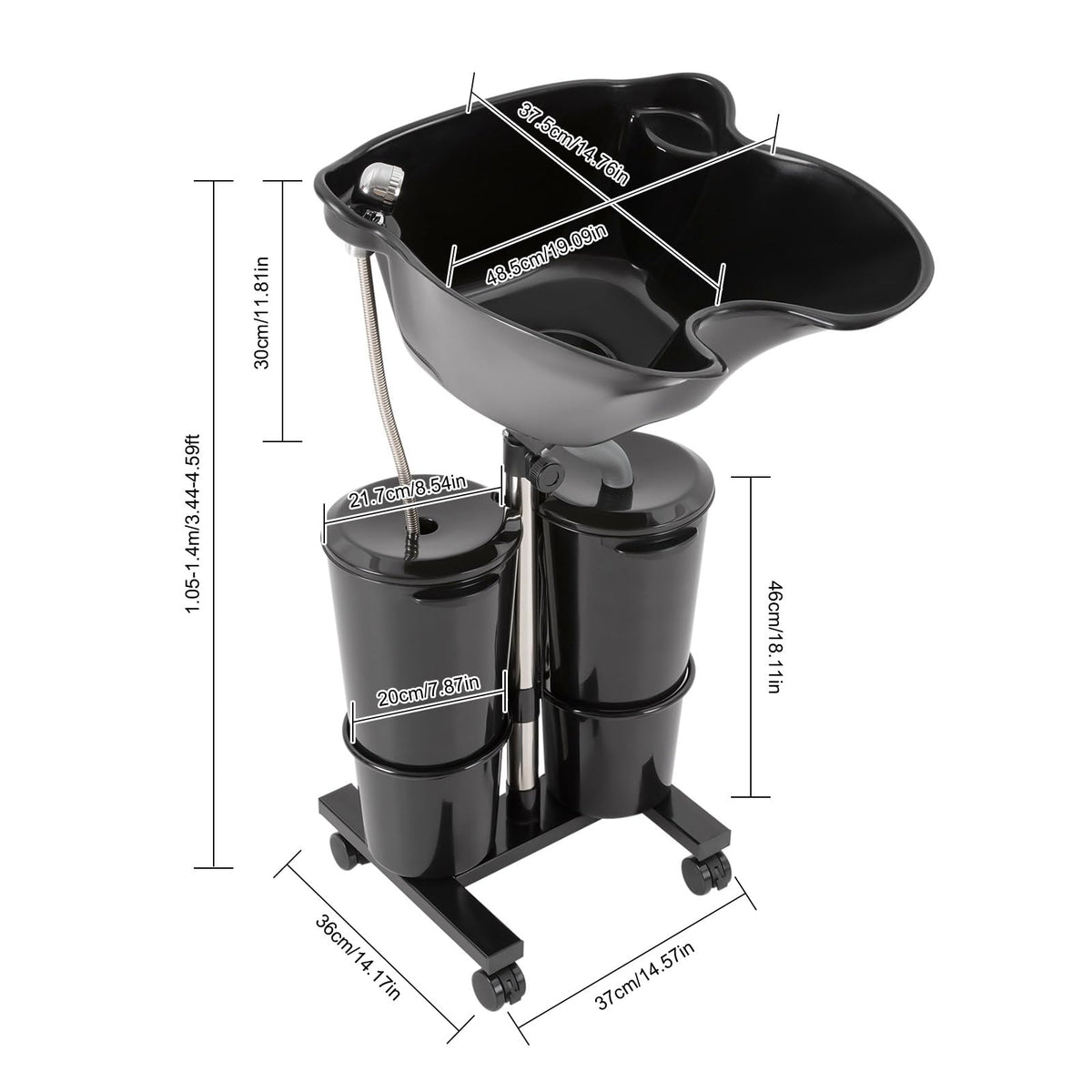 Portable Shampoo Sink with Electric Pump and Adjustable Height S453