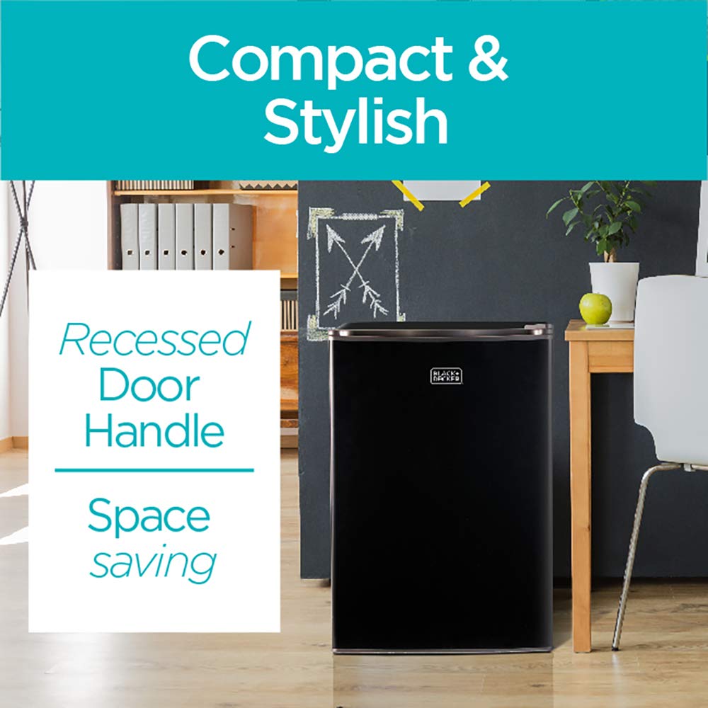 Compact Single Door Mini Fridge with Freezer, 2.5 Cubic Feet, Black & Single Serve K-Cup Pod Coffee Maker, Black P15683
